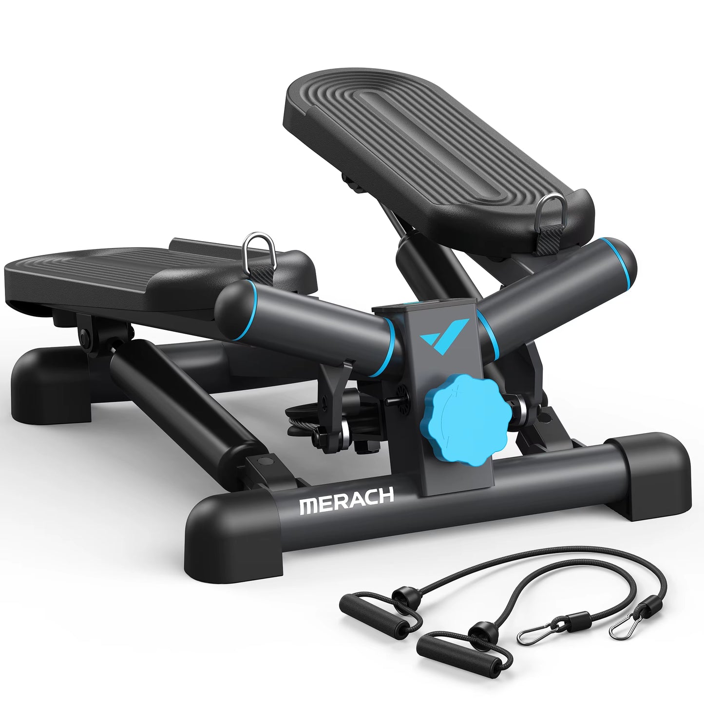Compact Twist Stair Stepper with Resistance Bands - 330 lbs Capacity for Full Body Home Workouts