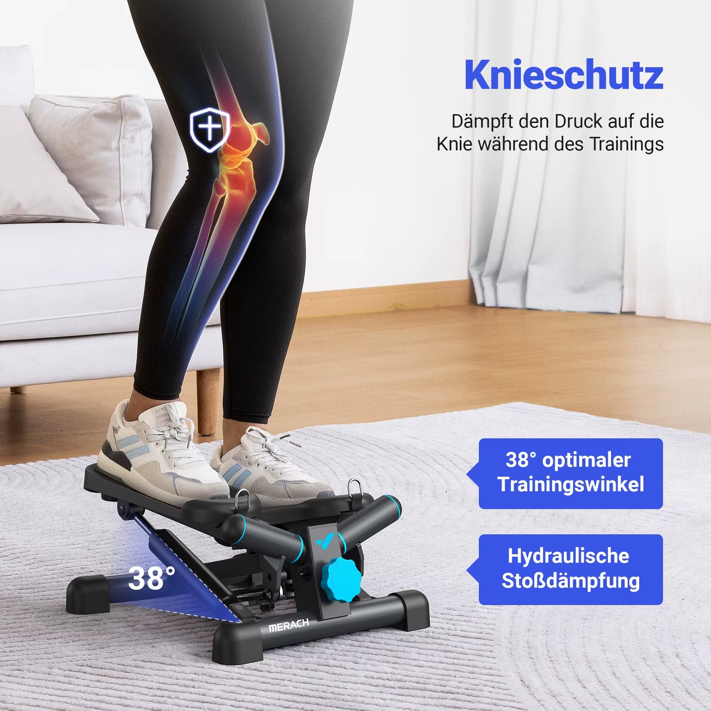 Compact Twist Stair Stepper with Resistance Bands - 330 lbs Capacity for Full Body Home Workouts
