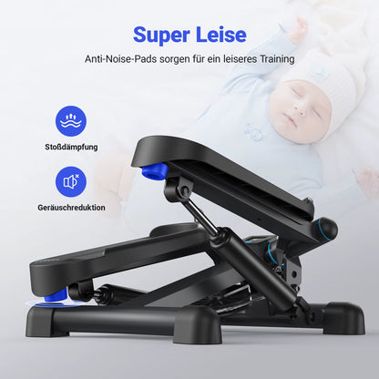 Compact Twist Stair Stepper with Resistance Bands - 330 lbs Capacity for Full Body Home Workouts
